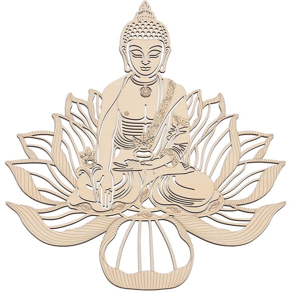Fourth Level MFG 12\u201d Thai Buddha, Sacred Geometry Wood Wall Art, Buddhism Enlightenment Symbol, Zen Home Decoration for Yoga and Meditation, Good Chakra Energy Spiritual Altar Decor