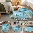 thumbnail image 5 of Coastal Jellyfish Round Area Rug 4 FT, Non Slip Indoor Outdoor Rug, Blue Coral Starfish Abstract Painting Washable Soft Circular Carpet Non-Shedding Floor Mat for Coffee Table Nursery Foyer Balcony, 5 of 8