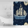 thumbnail image 4 of Navy Blue Boat Coastal Shower Curtains for Bathroom Waterproof Fabric Bath Curtains Decor Bath Tub Curtain Summer Sea Beach Ocean Nautical Decorative Shower Curtain Sets with 12 Hooks, 72x72 Inch, 4 of 6