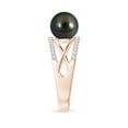 thumbnail image 3 of ANGARA Tahitian Cultured Pearl and Diamond Criss-Cross Ring in 14K Rose Gold for Women | June Birthstone, Birthday, Anniversary, Jewelry Gift for Women | Pearl Ring, 3 of 8