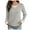 Gray, variant on FNFHFY Long Sleeve Shirts for Women Fake Two Piece T-shirt Solid Color Crew Neck Shirt Casual Fall Tops