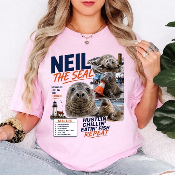 Neil The Seal Graphic Tee, Tasmanian Celebrity, Elephant Seal Illustration T-Shirt