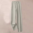 thumbnail image 2 of Women's High Waisted Elastic Waistband Pocket Pants Trousers Slacks, Stretchy Soft Lounge Casual Daily Home Wear Travel Essentials for Women | Aestivo,Beige L, 2 of 7