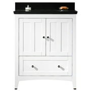 30.5-in. W Floor Mount White Vanity Set For 3H4-in. Drilling Black Galaxy Top Biscuit UM Sink