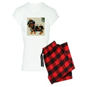 CafePress - Dachshund (Blk/Tan) Tangled In Christmas Lights Wo - Women's Light Pajamas