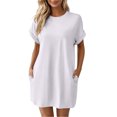 thumbnail image 2 of IUYRTFE Women's Short Sleeve T-Shirt Dress Round Neck Casual Pocket Loose Fit Midi Dress, 2 of 9