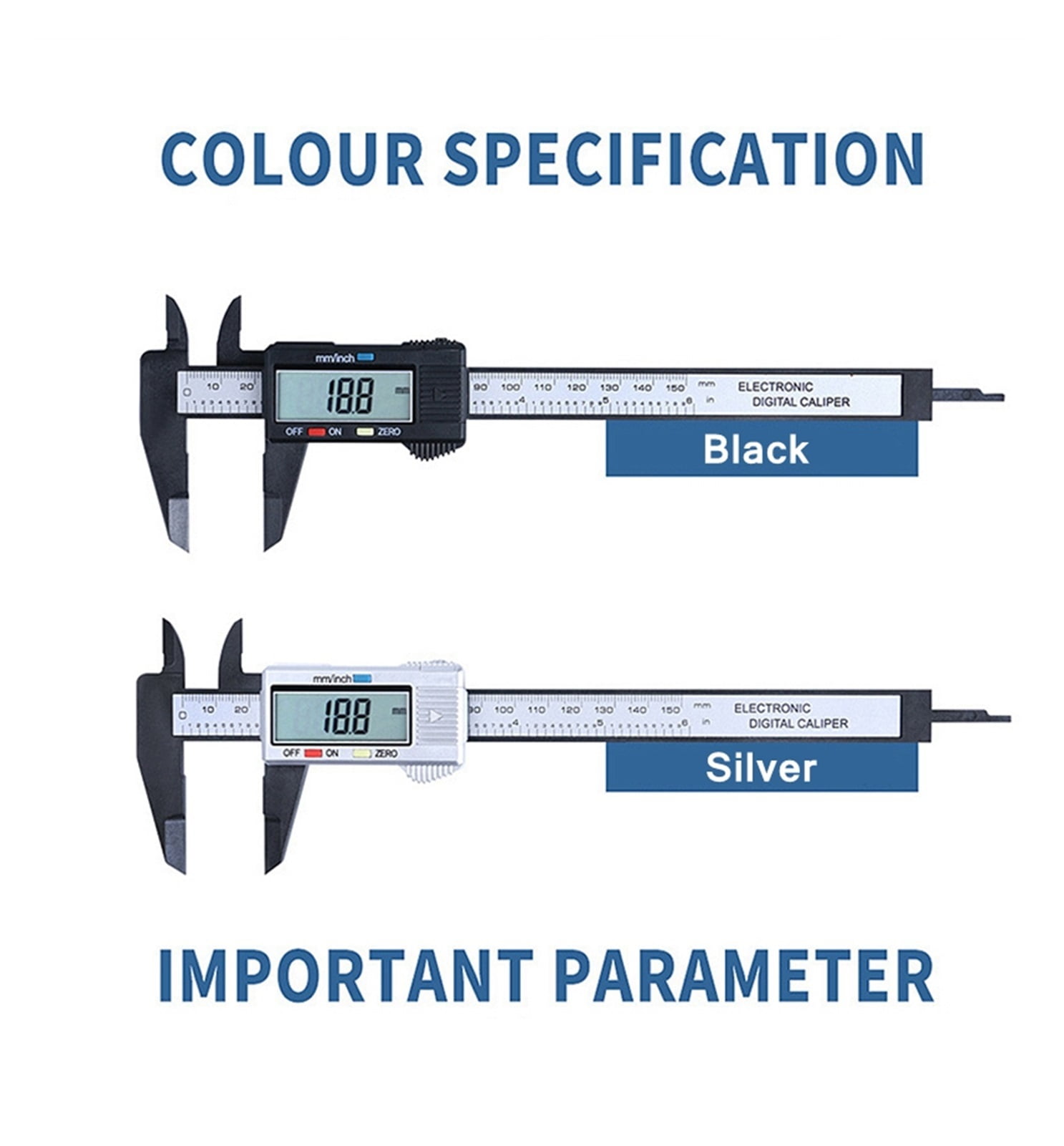 Digital Caliper Electronic Carbon Fibre Vernier Calipers 150mm/100mm Plastic Gauge Micrometer Ruler Measuring Tools Instrument ,Easy to Operate