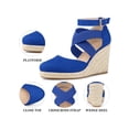 thumbnail image 3 of BLISSFUL STEP Women's Espadrilles Wedge Sandals Platform Close Toe Cross Strap Sandal Royal Blue 7.5, 3 of 6