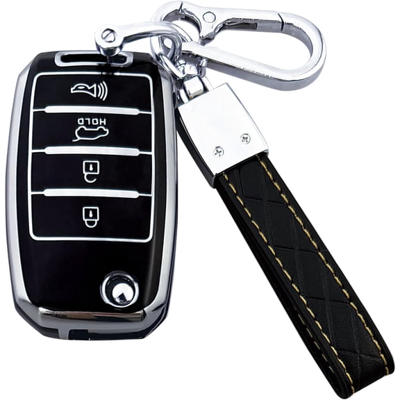 Key Fob Cover Compatible with Kia Sorento Sportage Rio Soul Forte Optima Carens Picanto Keychain Case Holder Protector,Black