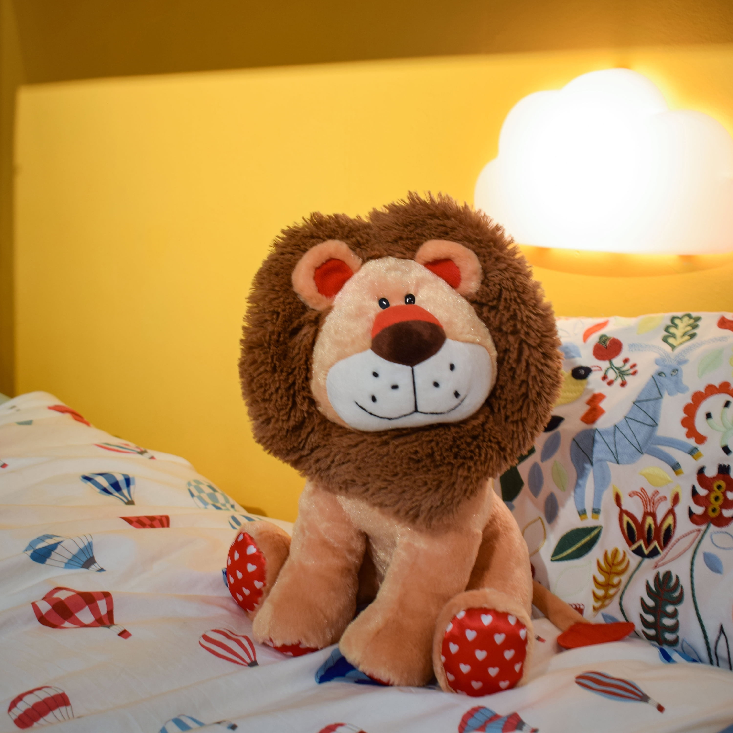 WEIGEDU Love Valentines Lion Stuffed Animal, King Lion Plush Toy with Mane Heart Shape Tail, 13.8 inches