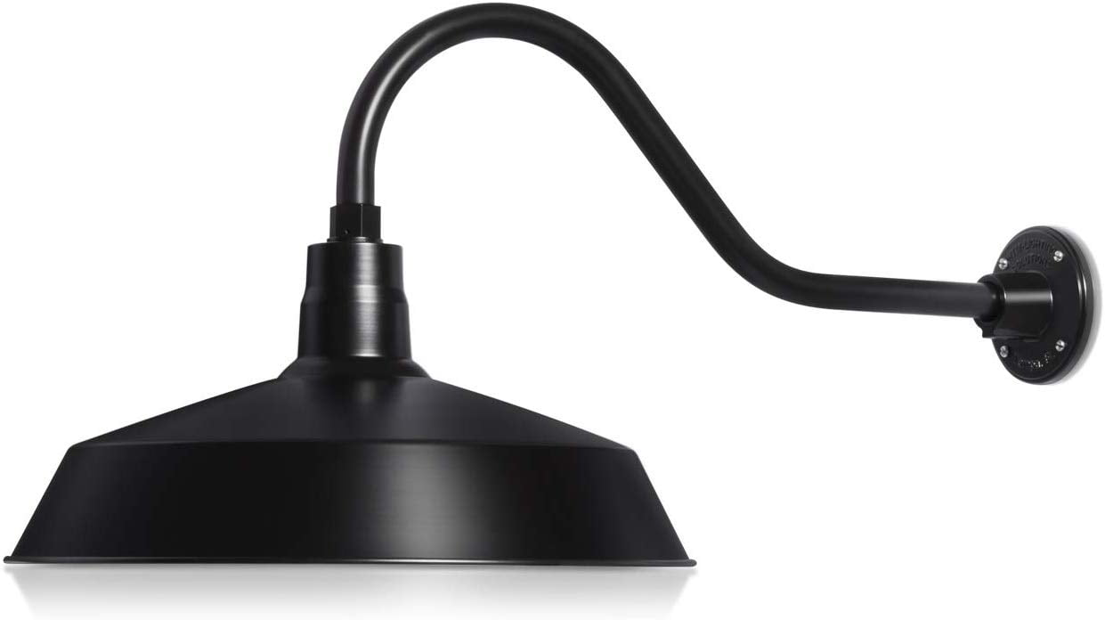 17in. Satin Black Outdoor Gooseneck Barn Light Fixture