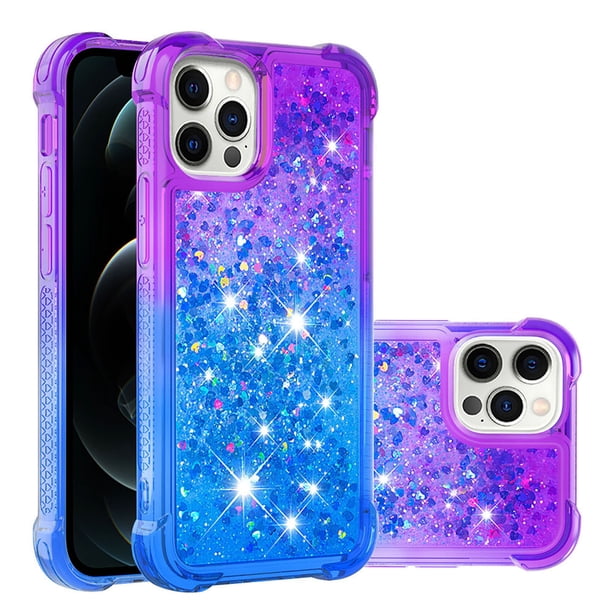 Funda para iPhone 12 PRO MAX Transparente con Brillos Carcasa Protectora Antigolpes con Glitter Brillante