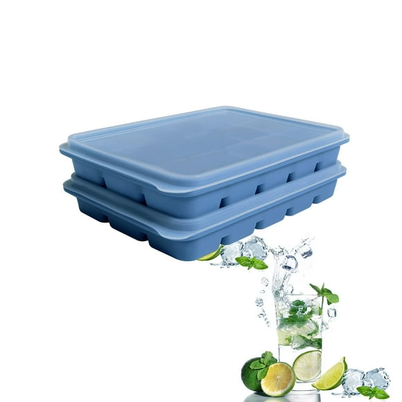 Juego de 2 bandejas para cubitos de hielo Tvmania de silicona con tapa, 30 cubos