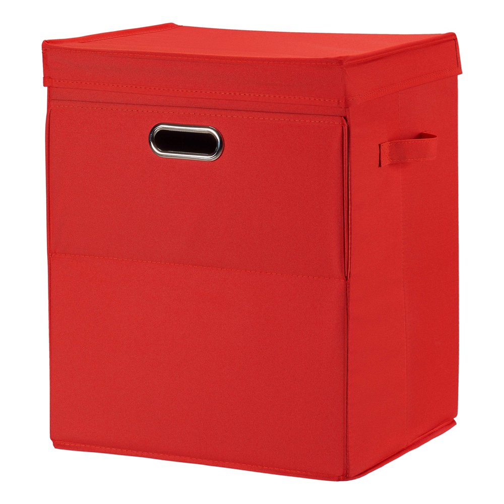 Mainstays Front Loading Stackable Large Laundry Hamper with Lid, Red