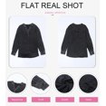 thumbnail image 5 of SMZ Linen Tops For Women Casual Button V Neck Long Sleeve Shirts Oversized Solid Blouses Tops, 5 of 5