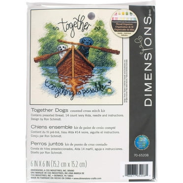 Dimensions Counted Cross Stitch Kit 6"X6"-Together Dogs (14 Count)