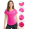 thumbnail image 3 of Hanerdun Womens Workout Tops Short Sleeve Athletic Shirts Quick Dry Yoga Running Top 2PCS L, 3 of 7