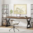 thumbnail image 2 of Tribesigns 63 Inch Executive Desk, Large Office Computer Desk with Extra Thick Wooden Tabletop and Metal Frame, Modern Simple Workstation Writing Table Study Desk for Home Office, Brown, 2 of 8