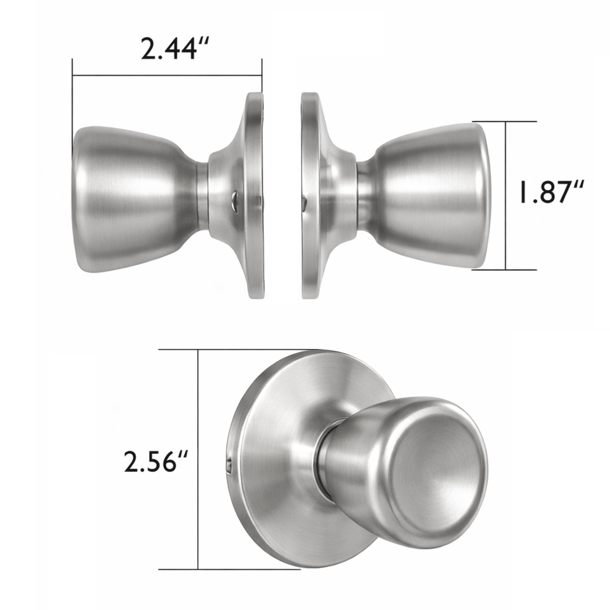 Satin Nickel Dummy Door Knob, Closet and French Door, Left or Right Hand