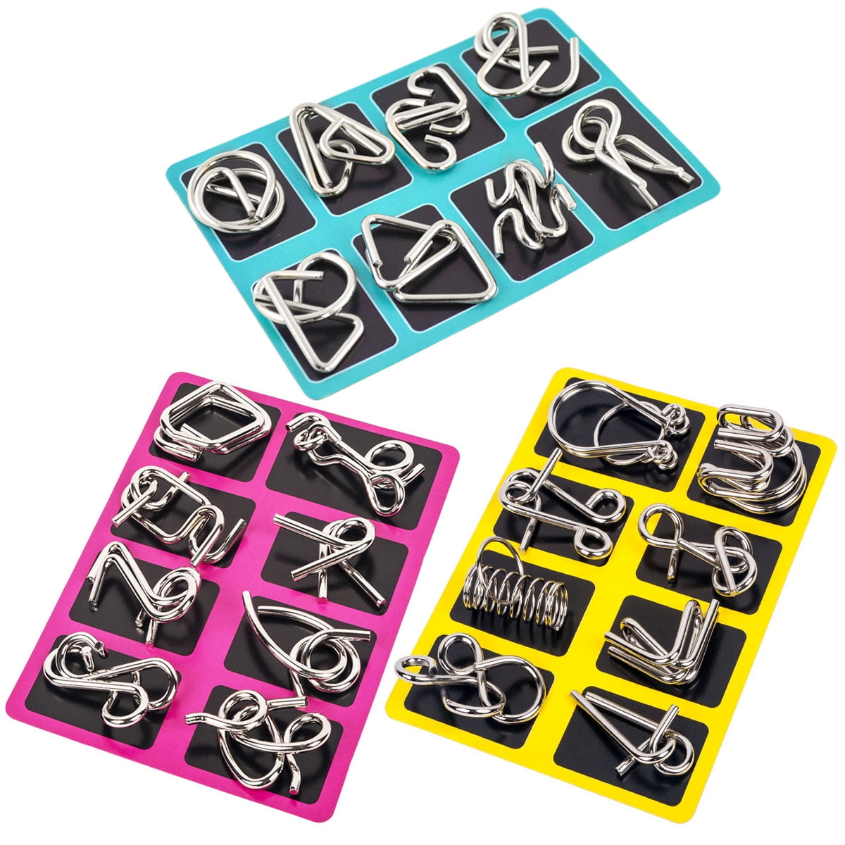 24PCS Metal Wire Puzzle IQ Mind Brain Teaser Puzzles Game for Adults Kids 