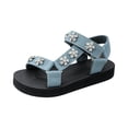 thumbnail image 2 of pwidon Women's Platform Sport Sandals Open Toe Ankle Strap Adjustable Strap Rhinestone Flower Comfort Walking Casual Summer Shoes Blue 5.5, 2 of 4