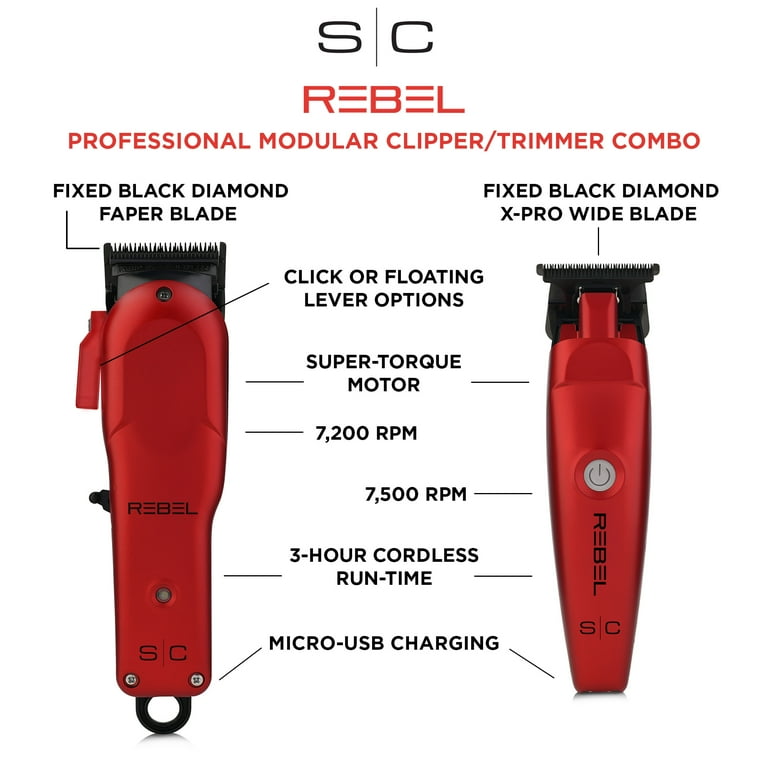 StyleCraft Rebel Pro Hair Cutting Kit: Cordless Clipper & Trimmer