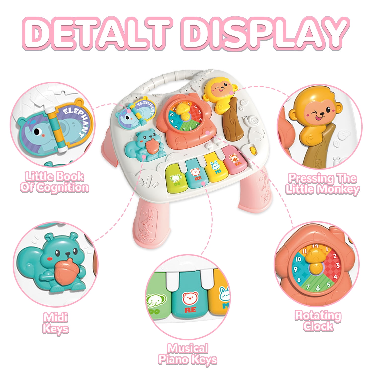 Baby Interactive Activity Table Toys,  Learning Toys for 1 2 3 Year Old Girls, Montessori Toys for 1 Year Old, Christmas Birthday Gifts for Girls