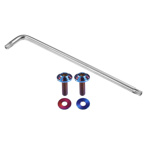 1 Juego de Tornillos Antirrobo para Placas de Licencia M6 de 1/4" - Kits de Sujetadores de Seguridad para Marco de Placa de Coche con 2 Arandelas - Aleación de Titanio Azul Profundo