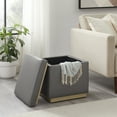 thumbnail image 2 of Linon Elta Square Storage Ottoman, Gray Faux Leather, 2 of 10