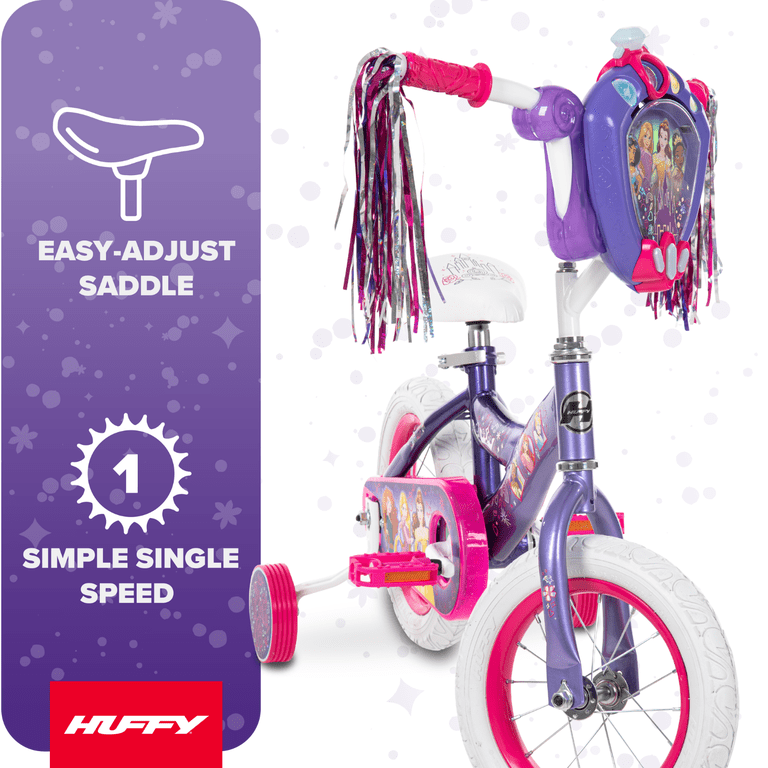 Huffy 12” Disney Princess Kids' Bike, Fits Riders 37”-42”, Purple