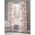 thumbnail image 4 of Pink Flowers Sheer Curtains 84 Inch Length 2 Panels Set, Watercolor Spring Botanical Floral Leaves Voile Window Treatment Rod Pocket Curtains Sheers Drapes for Bedroom/Living Room/Kitchen 52"x84"x2, 4 of 7