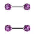 thumbnail image 5 of BodyJewelryOnline Nipple Ring Barbells Surgical Steel Double Round Gem 14G, 5 of 9