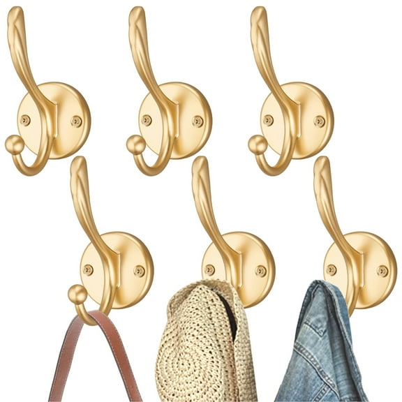 6 Pcs Rustic Coat Hooks, Wall Mounted Aluminum Hooks for Hanging Towels, Coats, Hats, Robes, Heavy Duty Entryway Bathroom Bedroom Storage Organizer