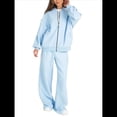 thumbnail image 3 of Conjunto de 2 Piezas para Mujer: Sudadera Informal de Larga con Cremallera y Pantalones Deportivos de Pierna Azul L, 3 of 10
