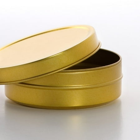 24ea - 4oz Gold Shallow Round Stackable Tin Can-Pk by Paper