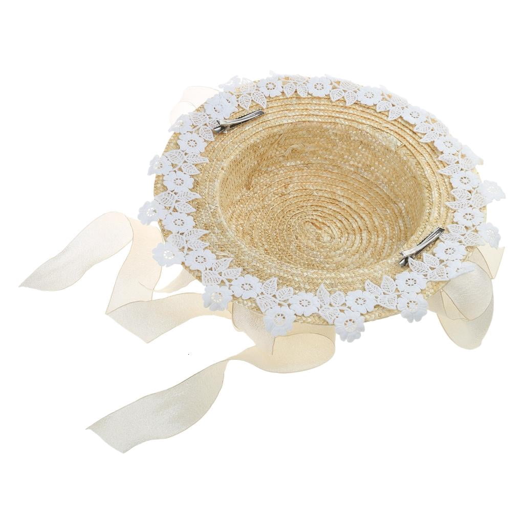 Giaone Girl Vacation Beach Sun Flat Hat Travel Flat Bonnets Summer Straw Weaving Hat