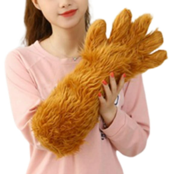 lanema Long Fur Bear Claw Mitten Gloves Full Finger Glove