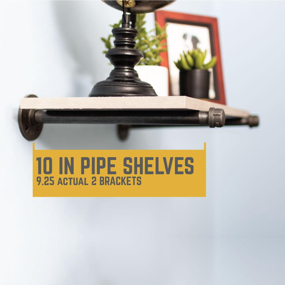 Pipe-Decor.com Industrial Shelf Brackets Set of four Industrial Steel Grey Iron Fittings Flanges and Pipes Vintage Hanging Wall Mounted Shelving