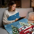 thumbnail image 5 of Christmas Red Truck Flannel Blanket for Bed,Travel and Camping, Winter Car Deer Xmas Trees Snow Blur Super Soft Cozy Blanket for All Seasons 60"x80", 5 of 9