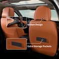 thumbnail image 5 of FLORICH Universal Fit Full Set Car Seat Cover for Most Cars Trucks SUV, Comfortable Luxury Leather Automotive Seat Covers - Breathable Waterproof, Brown & Black, 5 of 8