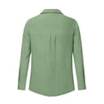 thumbnail image 5 of jtjvou Long Sleeve Crinkled Gauze Shirts for Women Casual Oversized Button Down Blouses Slouchy Solid Daily Tops Green L, 5 of 5