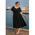 thumbnail image 2 of CASSIE LIZ Plus Size Dresses 4X Summer Midi Womens Solid Black Cotton Dresses Short Sleeve Scoop Neck Loose Fit Sun Dresses with Pocket 4XL 24W 26W, 2 of 5
