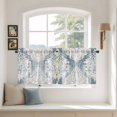 thumbnail image 3 of Vintage White Beige Floral Tier Curtains, Abstract Art Flower Light Filtering Kitchen Curtains, 2Pcs Rod Pocket Half Window Treatments Panels for Sink Cafe Cabinet Camper 27.5x24 Inches, 3 of 9