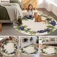 thumbnail image 6 of Summer Grape Wreath Round Area&nbsp;Rug 8ft Retro Watercolor Purple Grapes Green Leaf Linen Non-Slip&nbsp;Washable Circle Rugs Soft Felt Indoor Floor Mat for Bedroom Kitchen Living Room Bathroom, 6 of 9