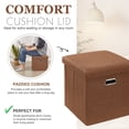 thumbnail image 5 of VECELO Folding Storage Ottoman 15" Square Cube Storage, Space-Saving Box Foot Rest Stool Seat For Bedroom Living Room, Brown, 5 of 13