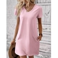 thumbnail image 5 of Ekouaer Cotton Nightgowns for Women Short Sleeve Sleep Shirts V Neck Sleepwear, 5 of 6