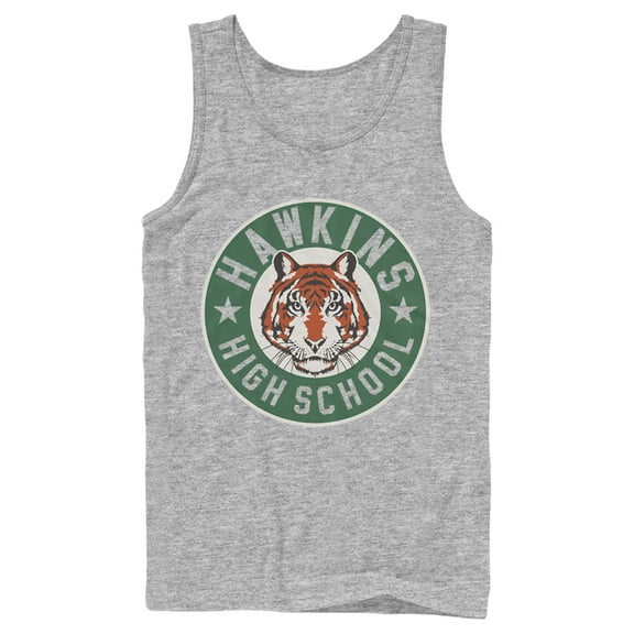 Netflix Men's Stranger Things Hawkins High School Tiger Mascot Tank Top Athletic Heather X Large