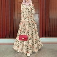 thumbnail image 2 of ZANZEA Women Floral Print Long Sleeve Belt Muslim Abayas Holiday Party Casual Kaftan Long Dress, 2 of 4