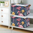 thumbnail image 2 of Yayeee Foldable Storage Basket for Shelves with Handles Waterproof Cloth Bins, Red Floral Flamingo, 2 of 7