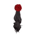 thumbnail image 5 of Pelucas con flequillo para mujer, peluca ondulada suelta, cola de caballo, peluca con clip, simulación de cabello abultado, gran red ondulada, rosa roja, temperamento, clip para atar una peluca, trenz, 5 of 5